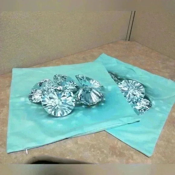 17x17 square pillow covers zippered round diamond design teal COVERS ONLY - Picture 1 of 2